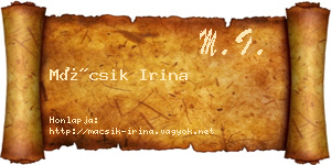 Mácsik Irina névjegykártya